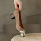 Faye Embellished Square Toe Heels Tan